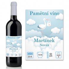 Etiketa na víno 0,75l  - přání k narození chlapečka NA220008