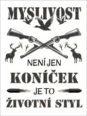 Etiketa na víno „Myslivost není jen koníček, je to životní styl“