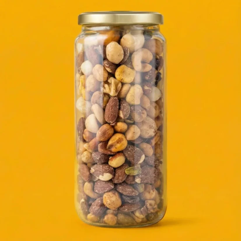 Gourmet mix slaných a karamelizovaných pražených ořechů, kukuřice a rozinek (370g)
