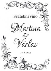 Samolepicí svatební etiketa na mini víno 0,187l - MN220010