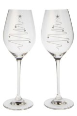 Sklenice na víno s krystaly Preciosa 360 ml - Vánoční stromeček 2ks