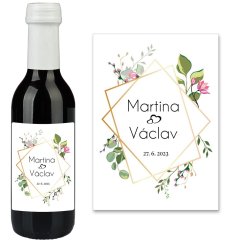 Samolepiaca svadobná etiketa na mini víno 0,187l - MN220011