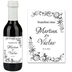 Samolepicí svatební etiketa na mini víno 0,187l - MN220010