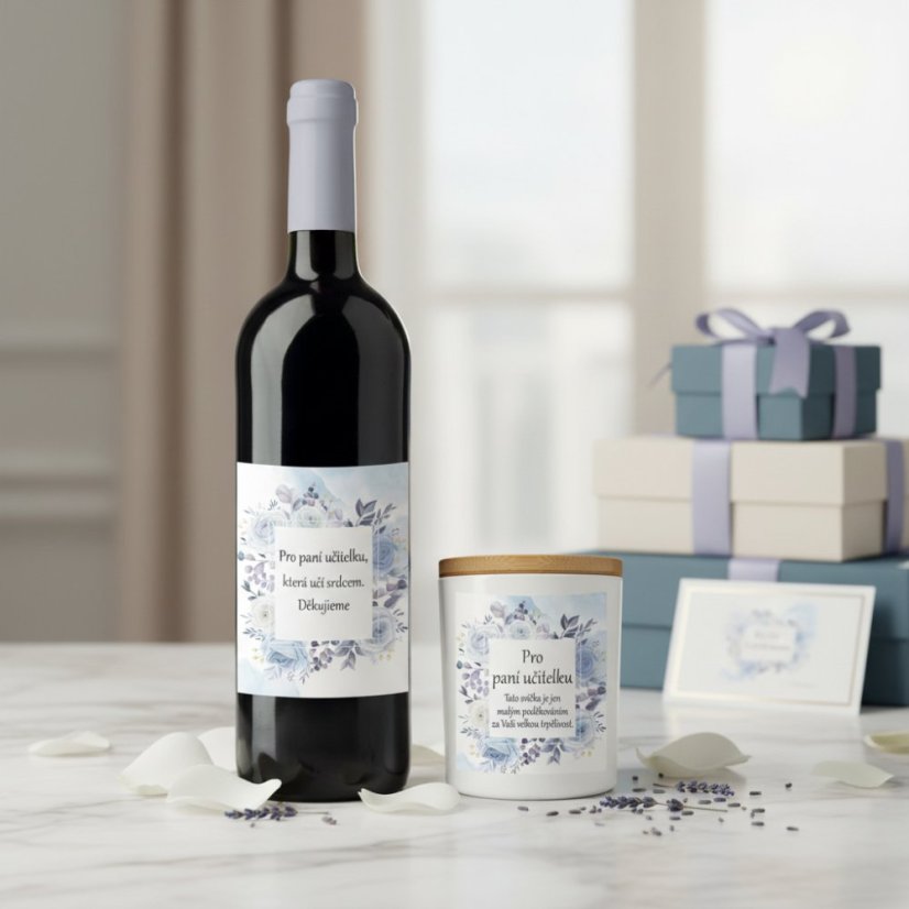 Dárkový set „Pro paní učitelku“ - Víno a Svíčka
