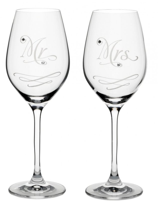 Sklenice na víno s krystaly Swarovski 360 ml - pán a paní