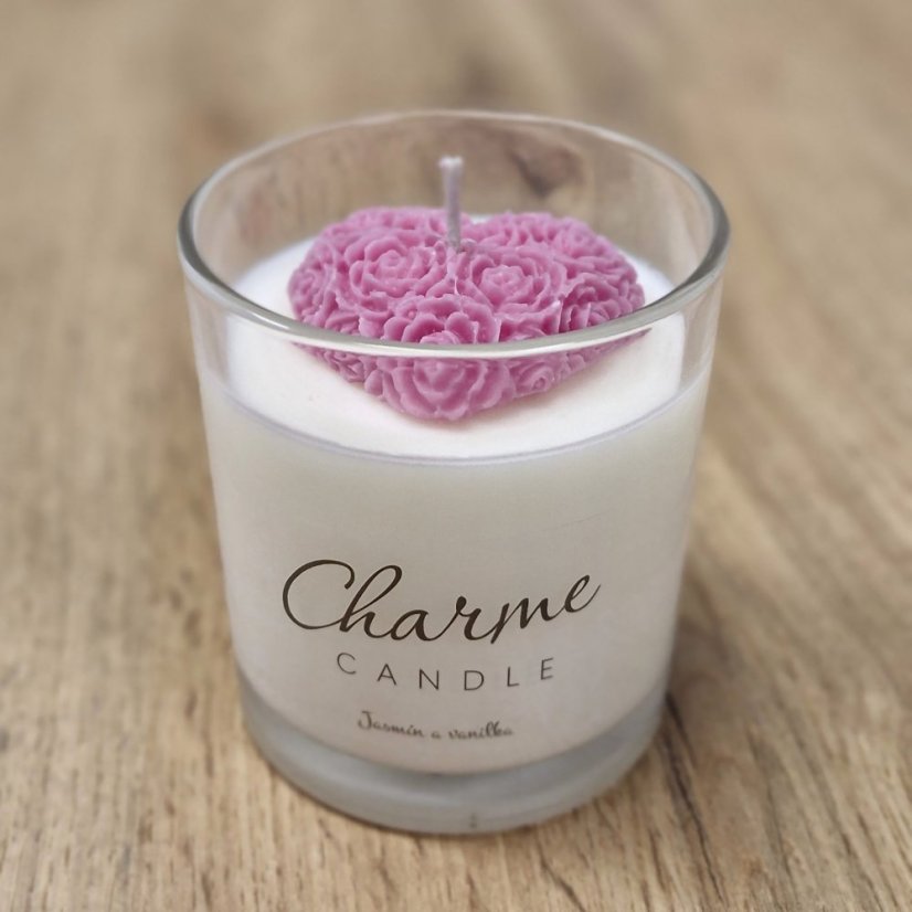 Vonná sójová svíčka srdce - Jasmín a vanilka - 200g