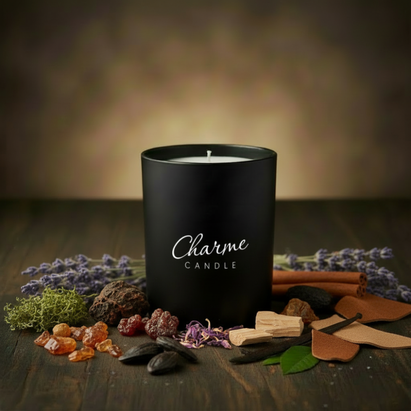 Aromatický profil svíčky Mystique – grafické znázornění složení hlavy, srdce a základu vůně