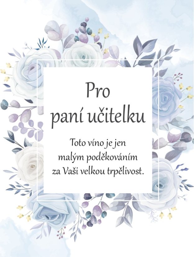 Víno 0,75l s etiketou Pro paní učitelku - modrá PU25004