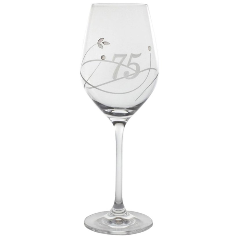 Sklenice na víno 360 ml s krystaly Swarovski - jubileum 75