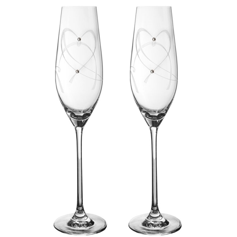 Sada 2 ks sklenic na sekt s krystaly Preciosa