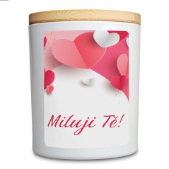 Originální dárková svíčka se srdíčky a nápisem "Miluji tě!"