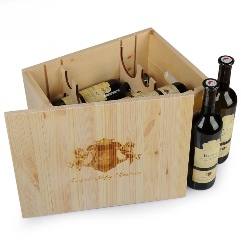 Dřevěná bedýnka na 6 láhví vína