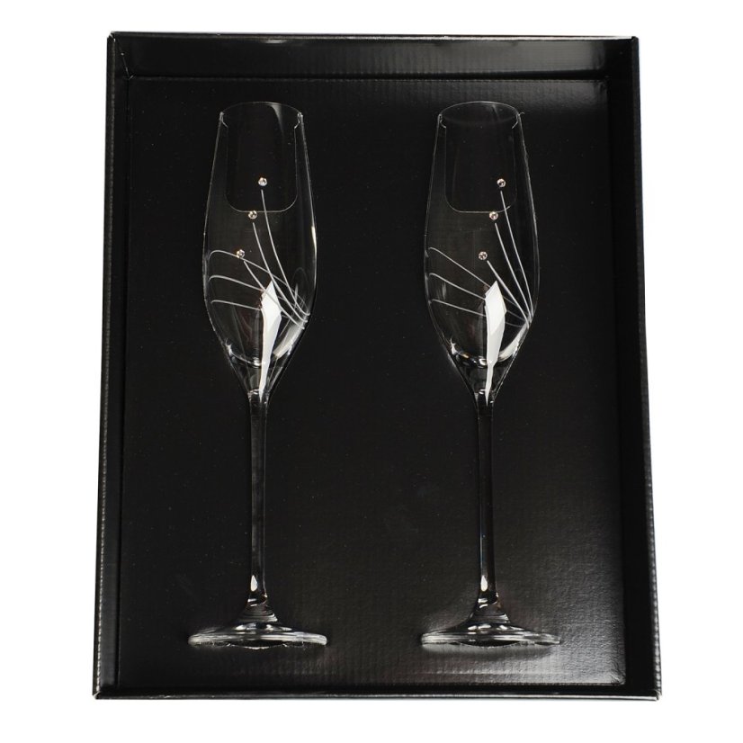 Sklenice na sekt s krystaly Preciosa 210ml - linie 2ks