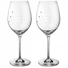 Linie - dárkové balení 2 ks sklenic na víno 360ml zdobených ručně broušeným dekorem a českým křišťálem Preciosa.