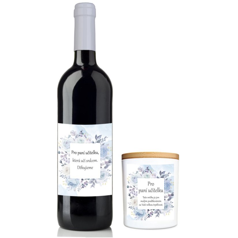 Dárkový set „Pro paní učitelku“ - Víno a Svíčka