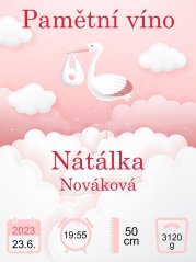 Etiketa na víno 0,75l  - přání k narození holčičky NA220009