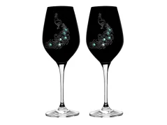 Sklenice na víno černá  s krystaly Preciosa  Páv 360 ml - 2ks