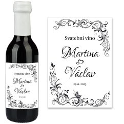 Samolepicí svatební etiketa na mini víno 0,187l - MN220010