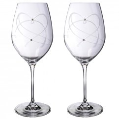 Srdce - sada 2 ks sklenic na víno s krystaly Preciosa 470 ml