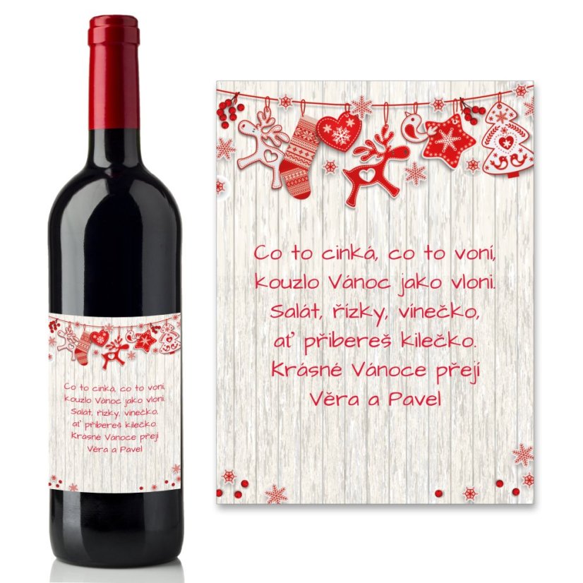 Vánoční samolepící etiketa na víno 0,75l - VE0006