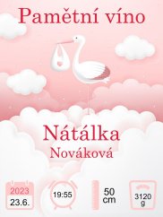 Etiketa na víno 0,75l  - přání k narození holčičky NA220009