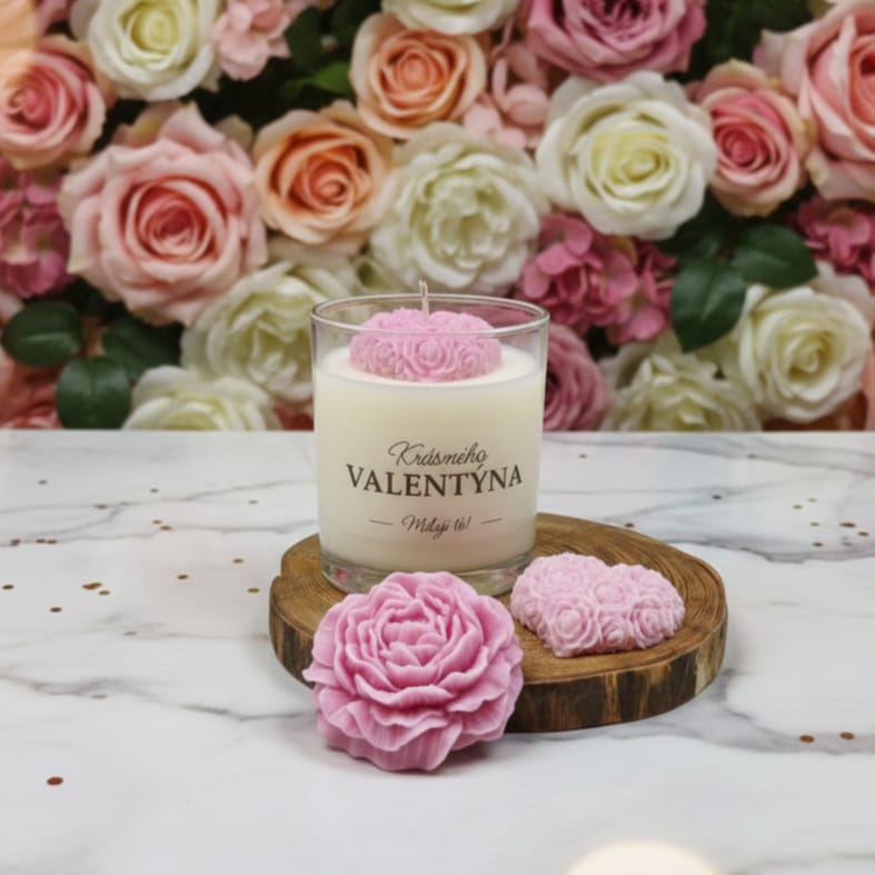 Vonná sójová svíčka v krabičce  k Valentýnu: Jasmín & Vanilka 200g