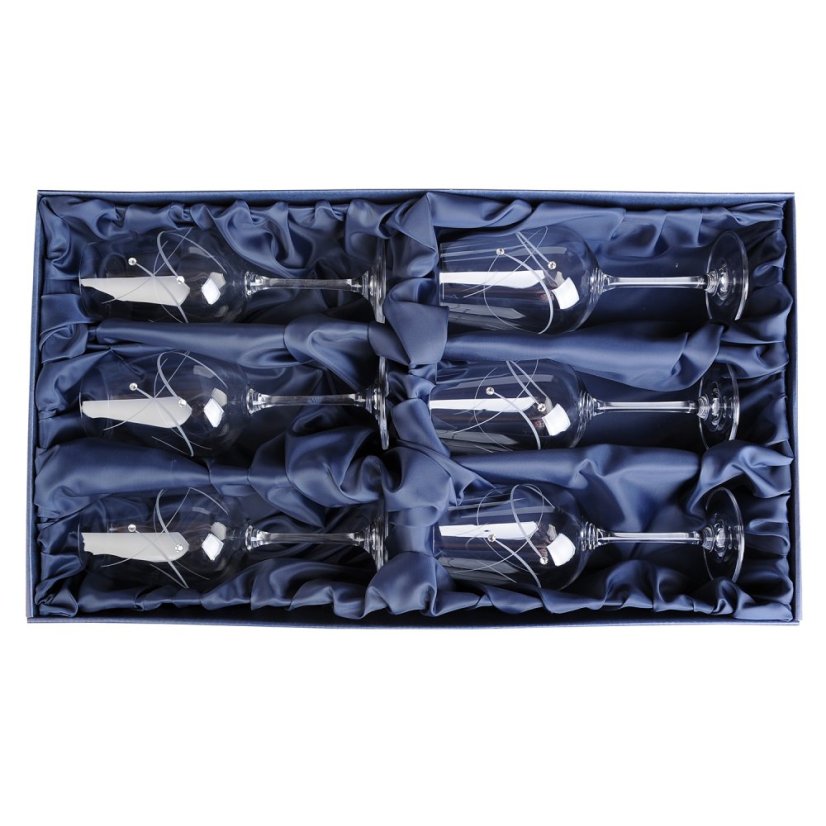 Sada 6 sklenic na víno s krystaly Swarovski 360 ml - Waves
