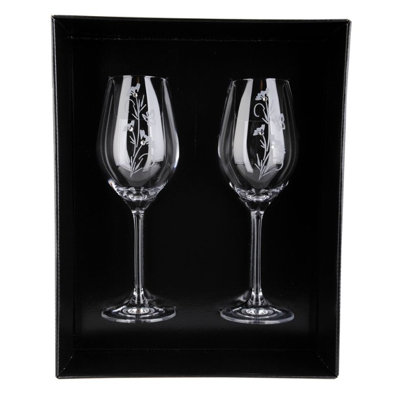 Sklenice na víno s krystaly Preciosa 360 ml - Flower 2 ks