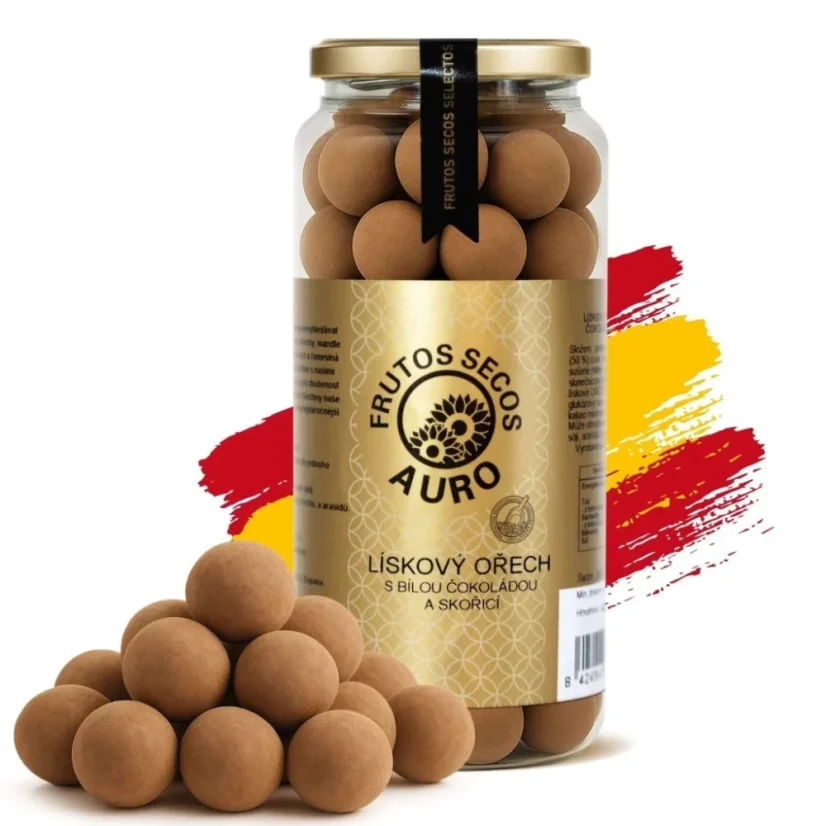 Lískové ořechy v bílé čokoládě se skořicí (400 g)