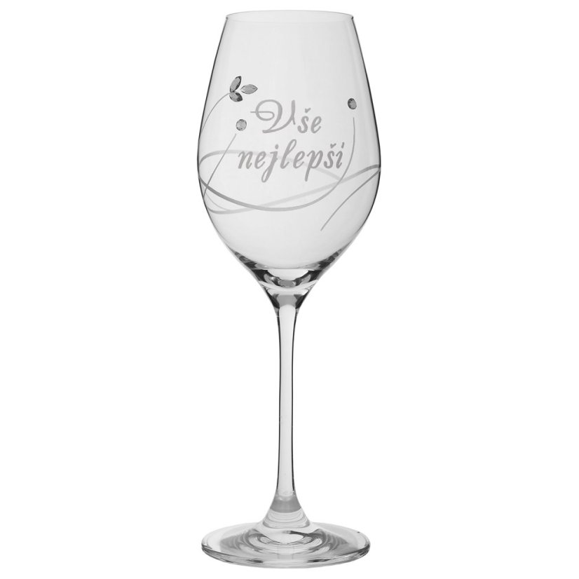 Sklenice na víno 360 ml s krystaly Swarovski - vše nejlepší