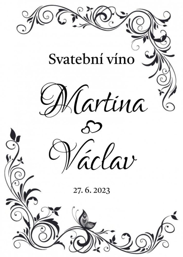 Samolepicí svatební etiketa na mini víno 0,187l - MN220010