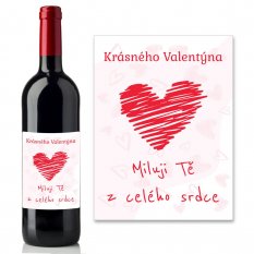 Valentýnské víno 0,75l - Miluji Tě z celého srdce