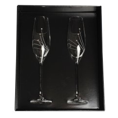 Sklenice na sekt s krystaly Preciosa 210ml - linie 2ks