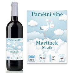 Etiketa na víno 0,75l  - přání k narození chlapečka NA220008