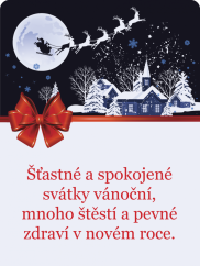 Vánoční přání - Santa nad noční krajinou