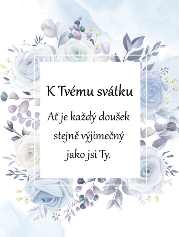 Víno 0,75l s etiketou k svátku - modré květy