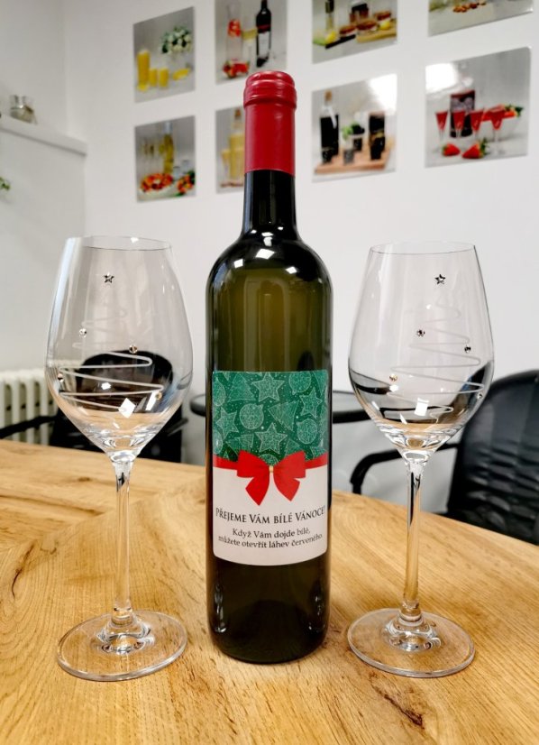 Sklenice na víno s krystaly Preciosa 360 ml - Vánoční stromeček 2ks