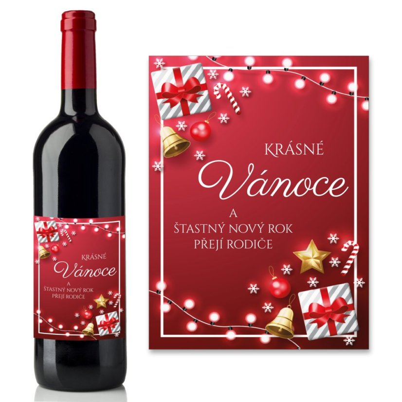 Vánoční samolepicí etiketa na víno 0,75l - VE0005