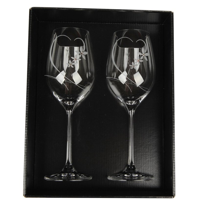 Sklenice na víno s krystaly Preciosa 360 ml - srdce 2ks