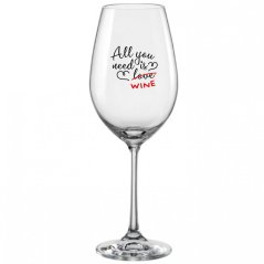 Sklenice na víno 350 ml s potiskem All you need is wine