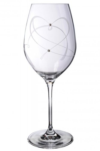 Srdce - sada 2 ks sklenic na víno s krystaly Swarovski 470 ml