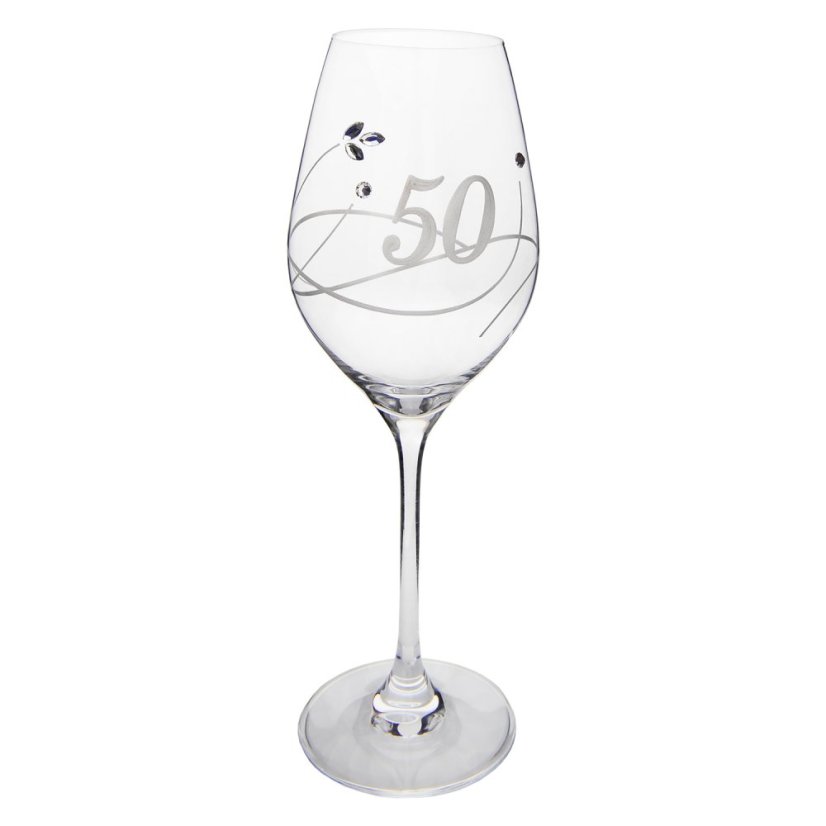 Sklenice na víno 360 ml s krystaly Swarovski - jubileum 50