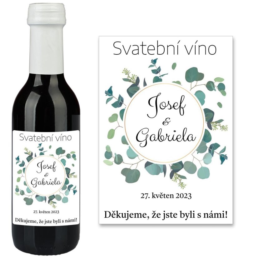 Samolepicí svatební etiketa na mini víno 0,187l - MN220015