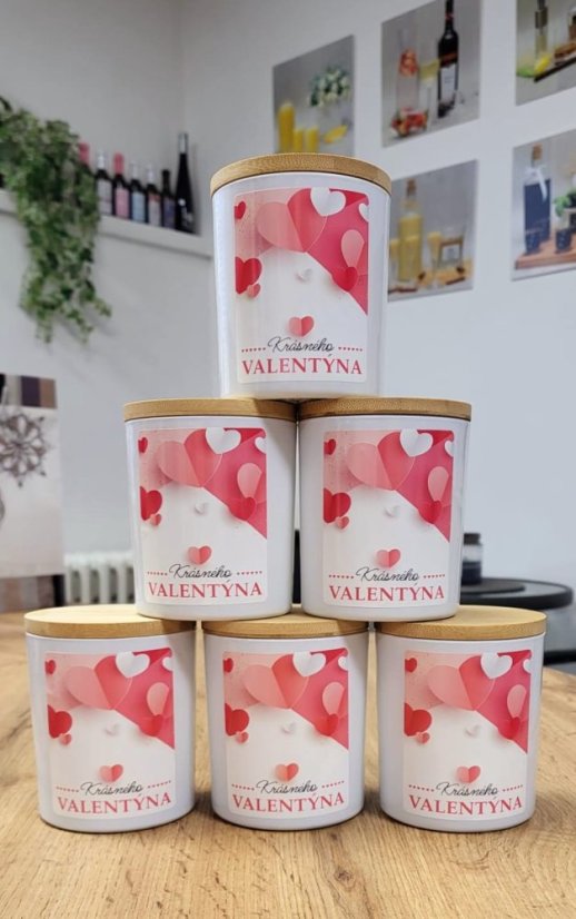 Vonná sójová svíčka s etiketou k Valentýnu - 200g - srdce