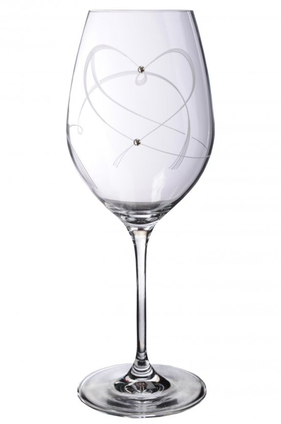 Srdce - sada 2 ks sklenic na víno s krystaly Preciosa 470 ml