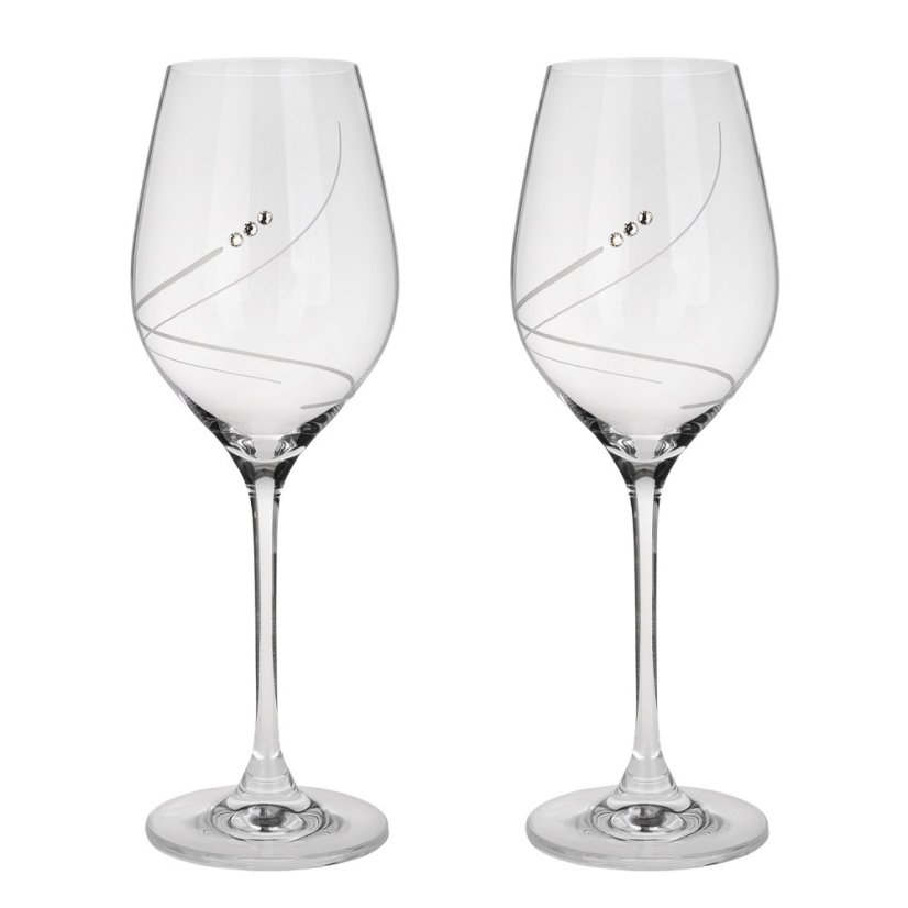 Sada 2 ks Sklenic na víno s krystaly Preciosa 360 ml - Wind