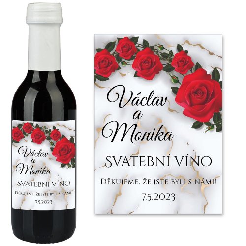 Samolepicí svatební etiketa na mini víno 0,187l - MN220002