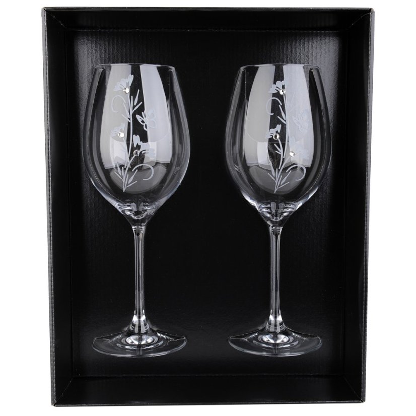 Sklenice na víno s krystaly Preciosa 470 ml - Flower 2 ks