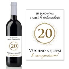 Víno s etiketou k narozeninám - bílá se zlatou ražbou