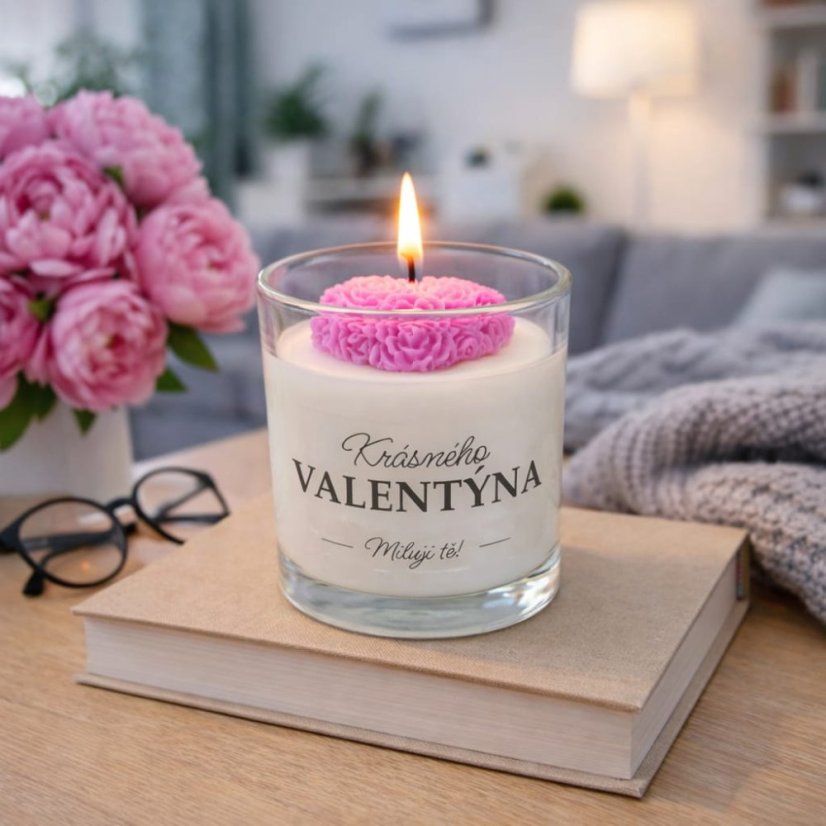 Vonná sójová svíčka v krabičce  k Valentýnu: Jasmín & Vanilka 200g